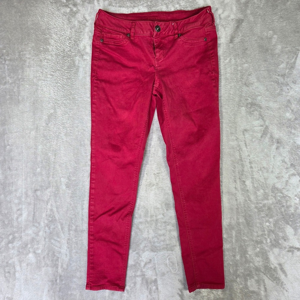 Maurices Womens Red Skinny Jeans Mid Rise Stretch Denim Size M-S Casual